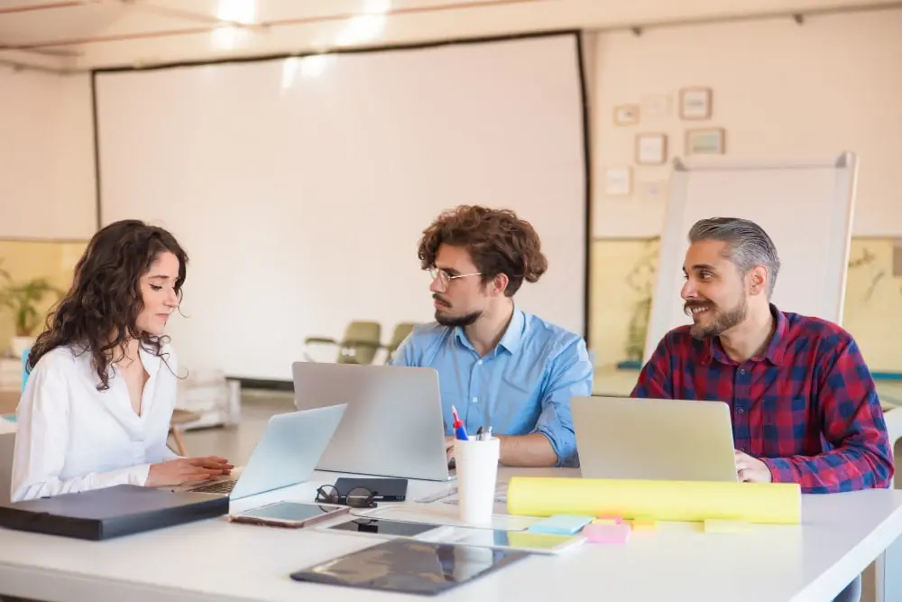 Team having meeting about enterprise seo